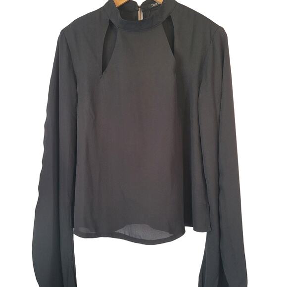 Boohoo- NWT- Black- puff sleeve blouse- size 8 - Picture 1 of 7